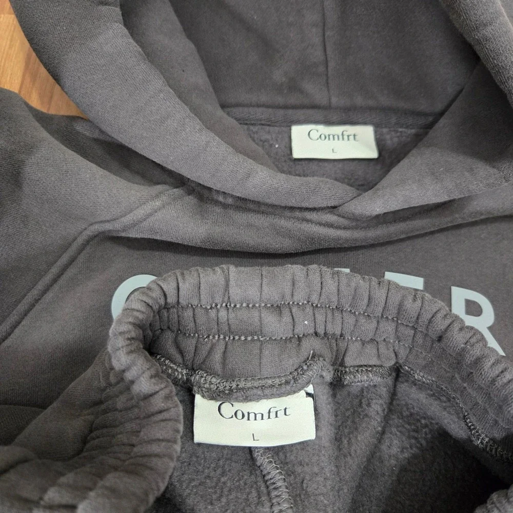Comfrt Tranquil Sweatsuit pants Hoodie Kids Size L Jogger Set Signature Charcoal